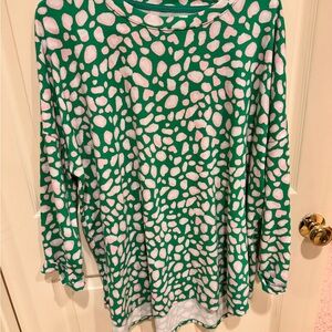Green and White Women's Top